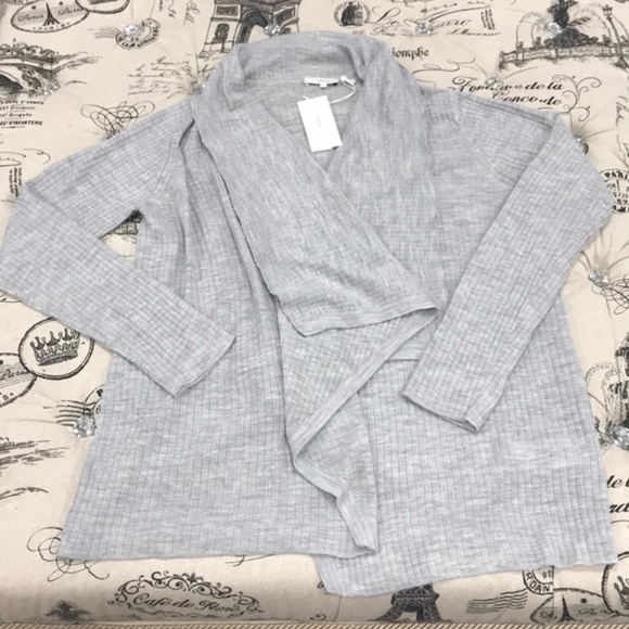 Vince Ribbed Open Front Wool Blend Cardigan - Picture 5 of 9